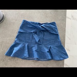 Front knot jean mini skirt